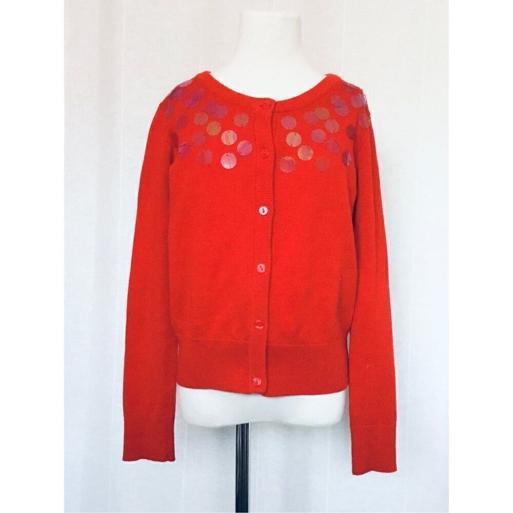 S A S H A Upcycled Girls 8/10 Red Sequined Cardigan